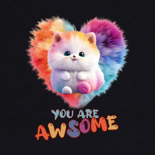 Fluffy: "You are awsome" collorful, cute, furry animals by HSH-Designing